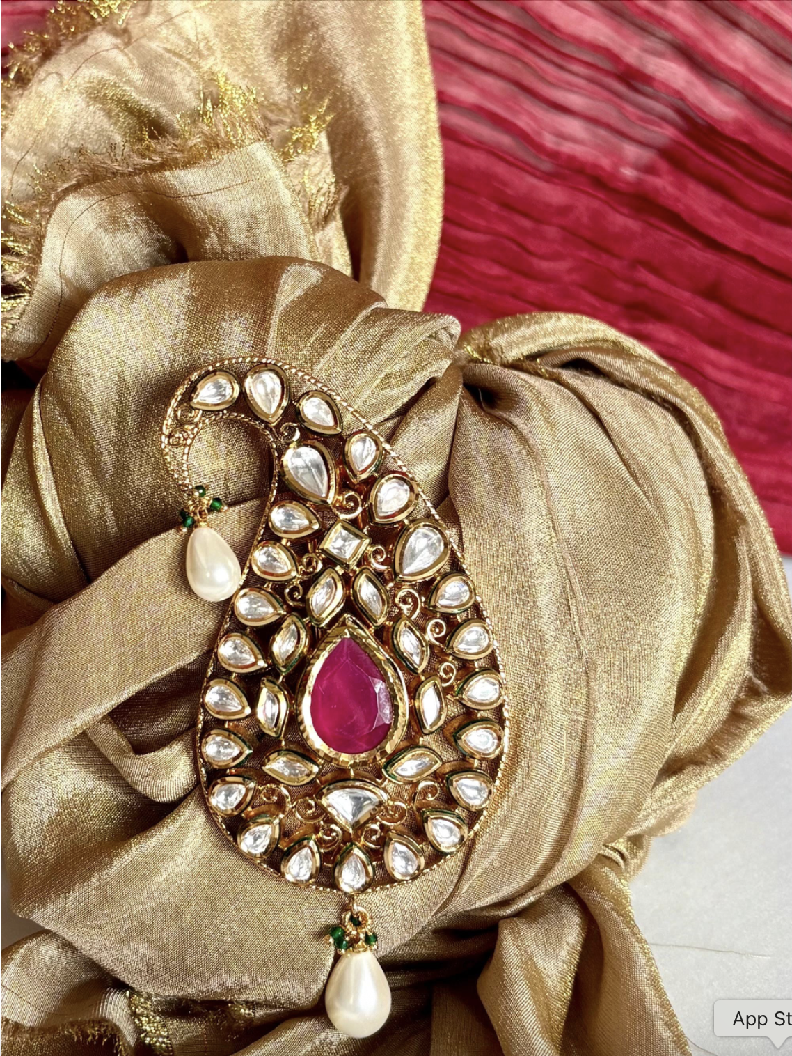 Ruby Red Kundan Kalgi