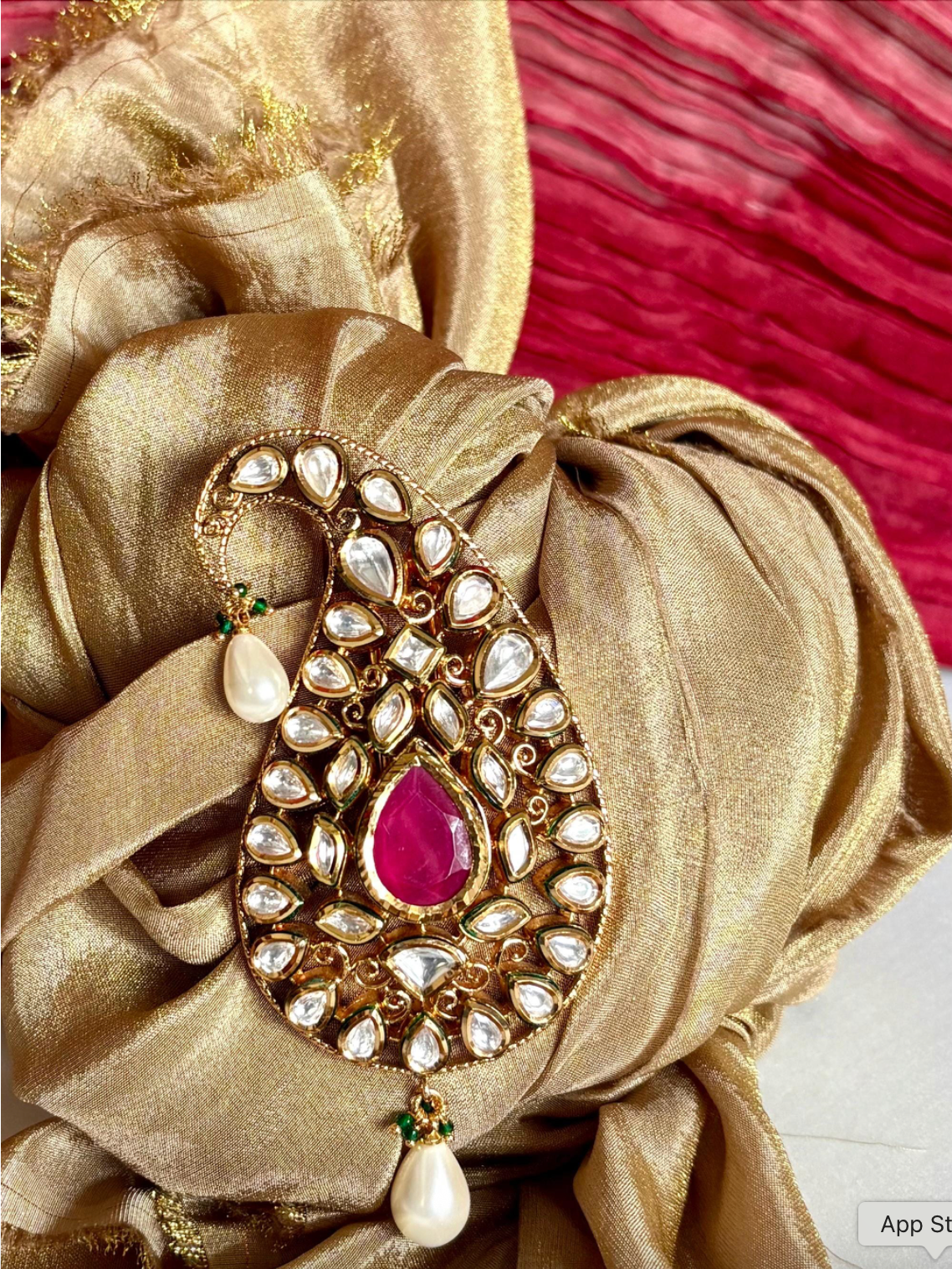 Ruby Red Kundan Kalgi