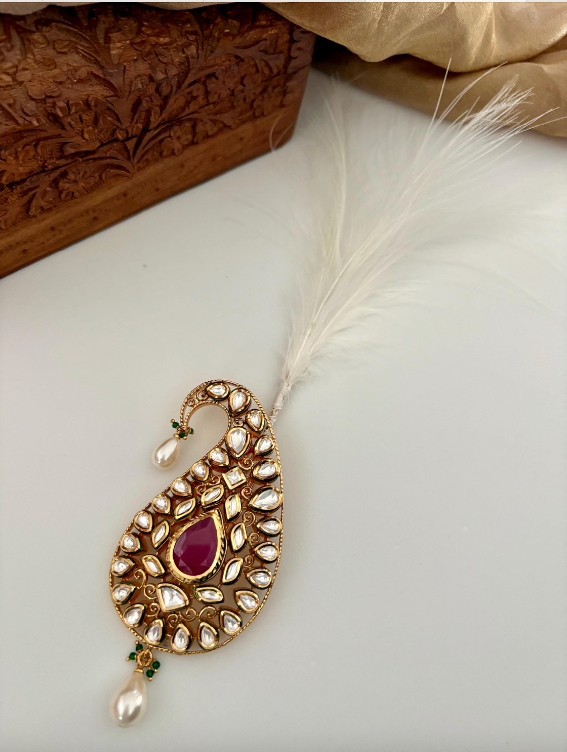 Ruby Red Kundan Kalgi