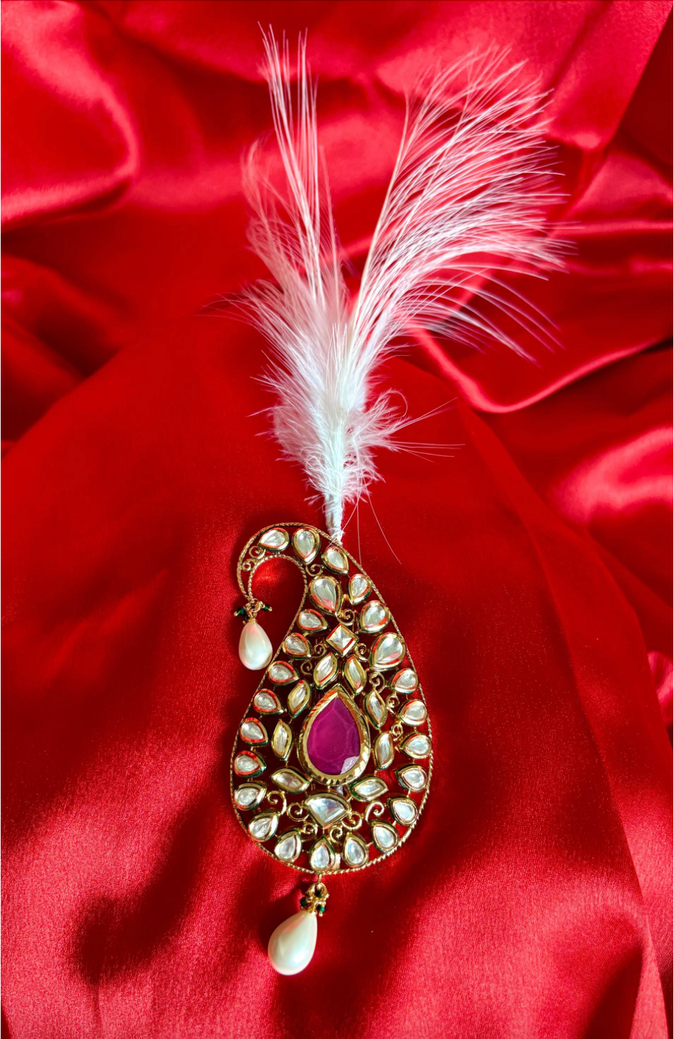 Ruby Red Kundan Kalgi