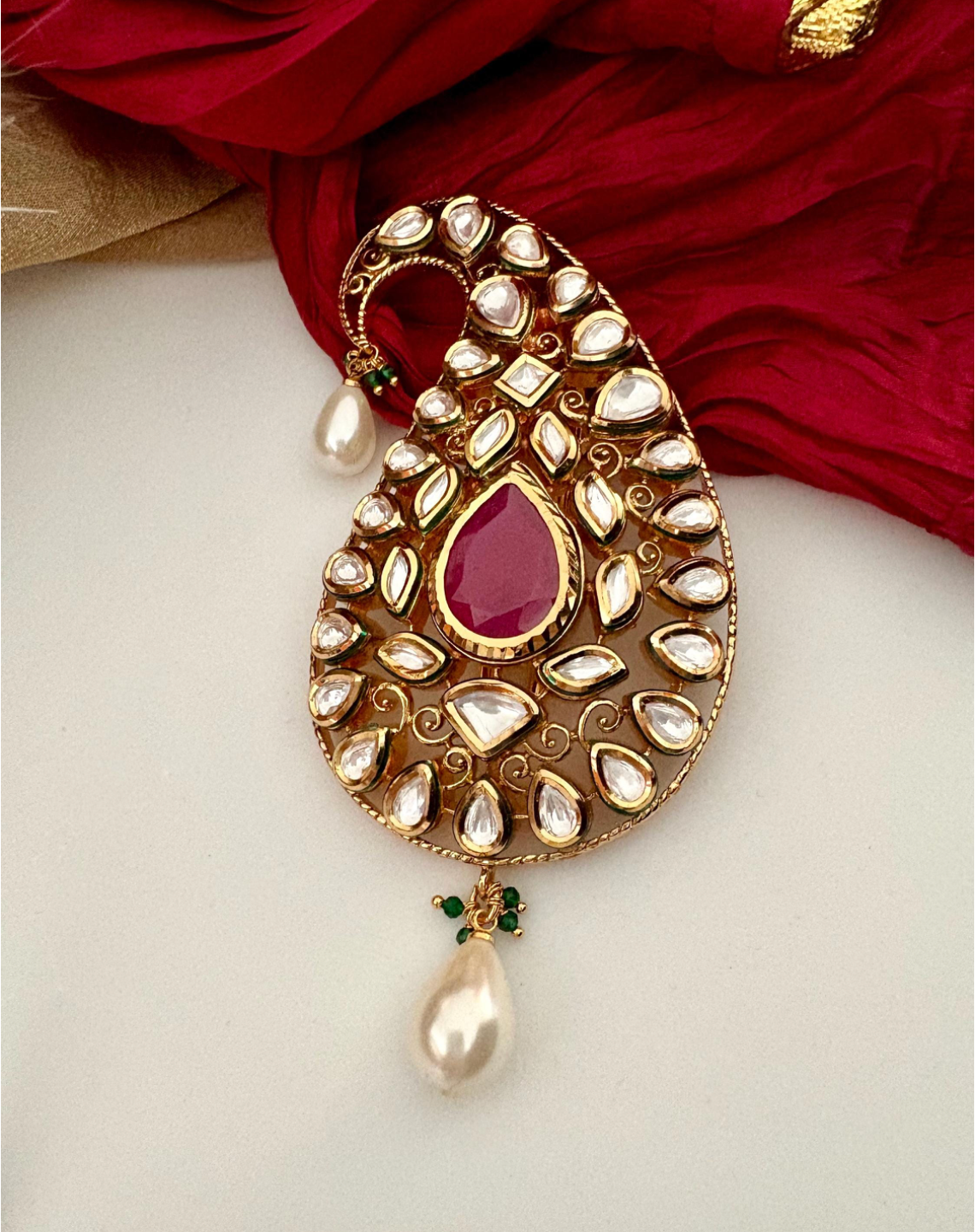 Ruby Red Kundan Kalgi