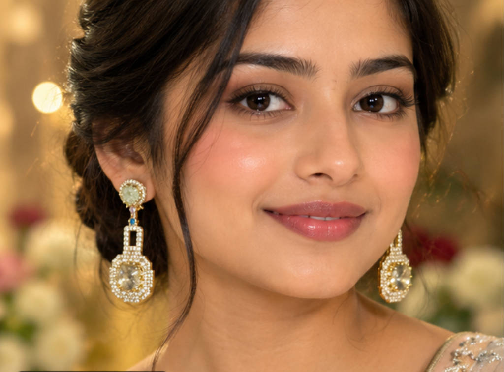 Champagne & Mint Green Statement Earrings