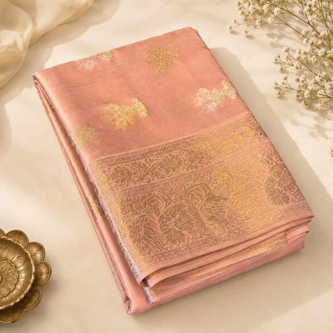 Pure Pink Booti Banarsi Saree