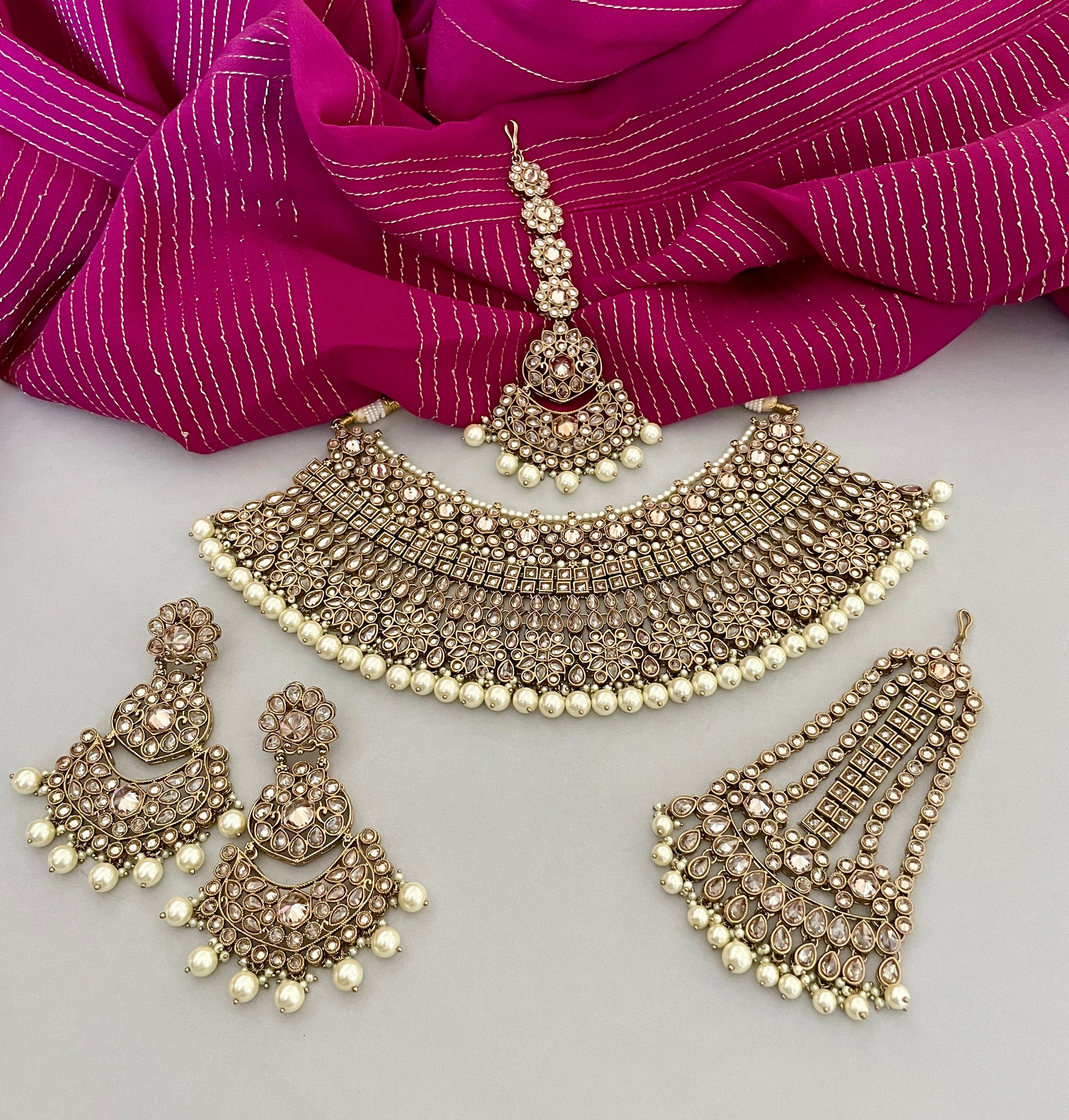 Gold Choker Bridal Necklace Set