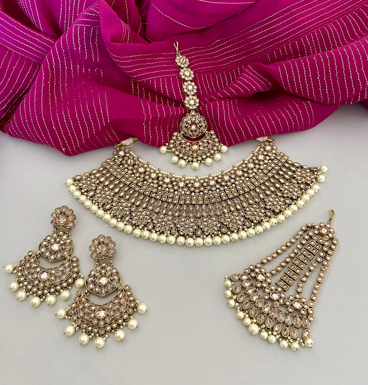 Gold Choker Bridal Necklace Set
