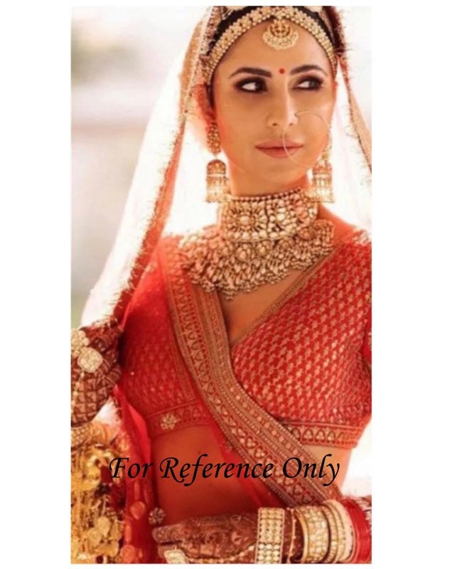 Katrina Kaif Inspired/Bridal Jewelry Set/Emerald Green Kundan Choker Set/Gold Necklace Set/Indian Jewelry/Bollywood Jewelry/Jhumkas