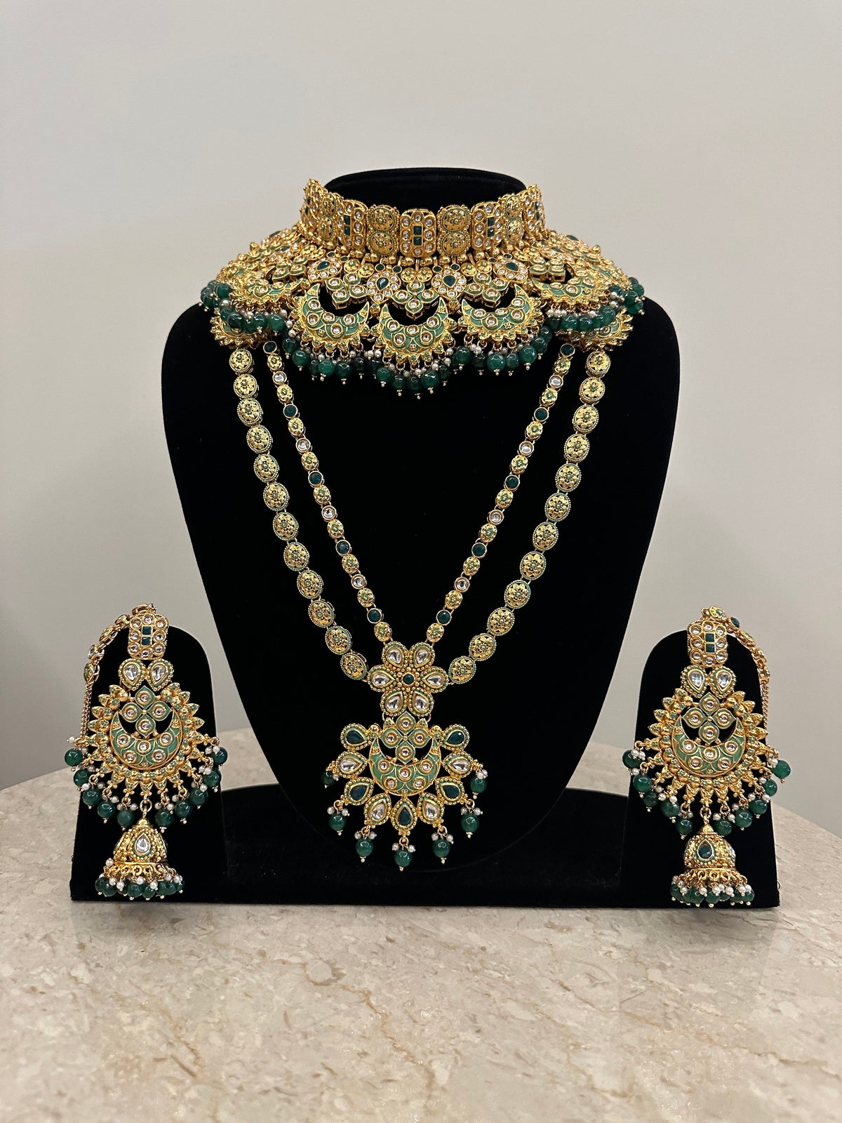 Green Kundan Bridal Necklace Set