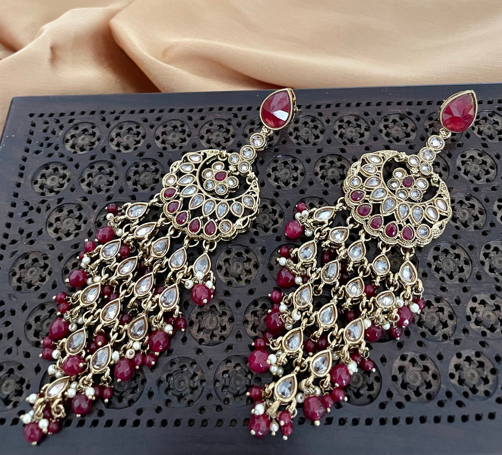 Red Polki Bridal Necklace Set