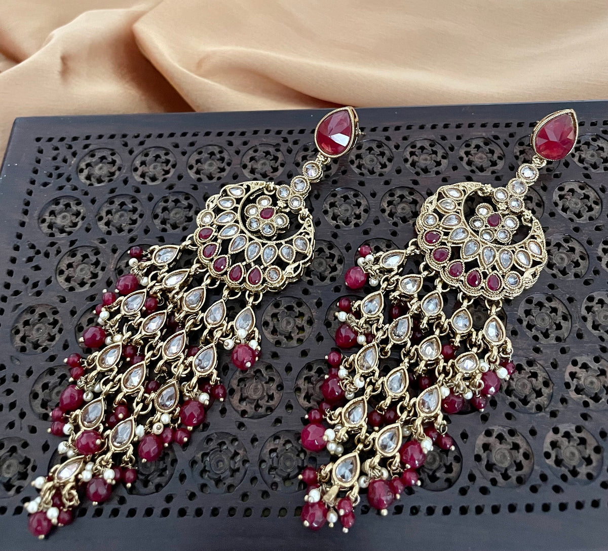 Red Polki Bridal Necklace Set