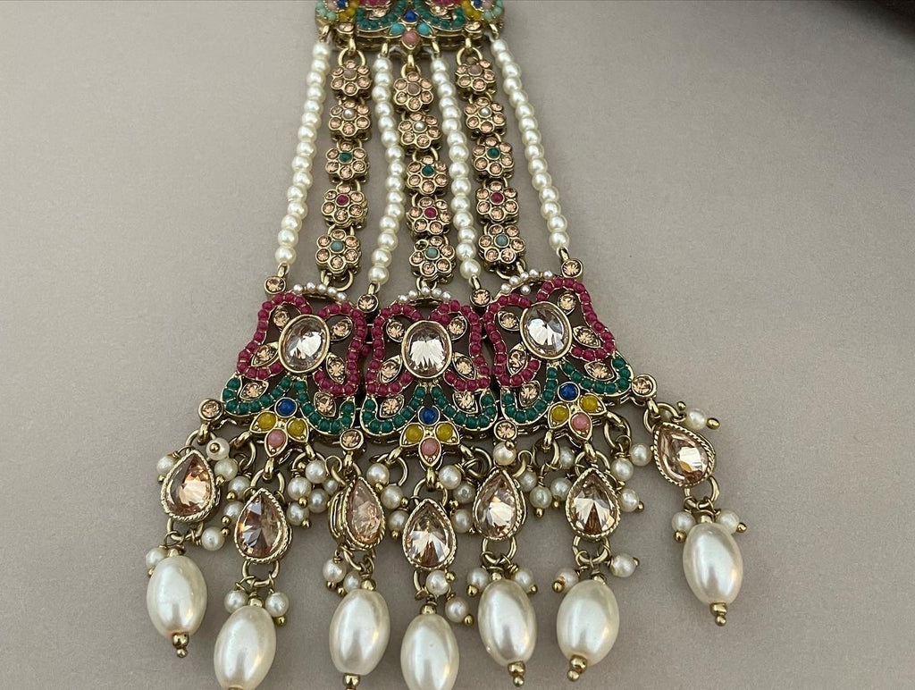 Multicolour Polki Necklace Set