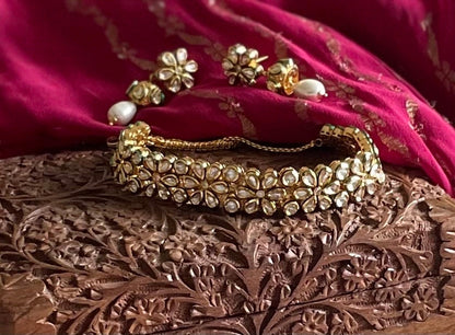Kundan Choker Jewelry Set/Gold Choker Set/Next to Real Necklace Set/Kundan Jhumkis/Indian Jewelry Set/Bollywood Jewelry