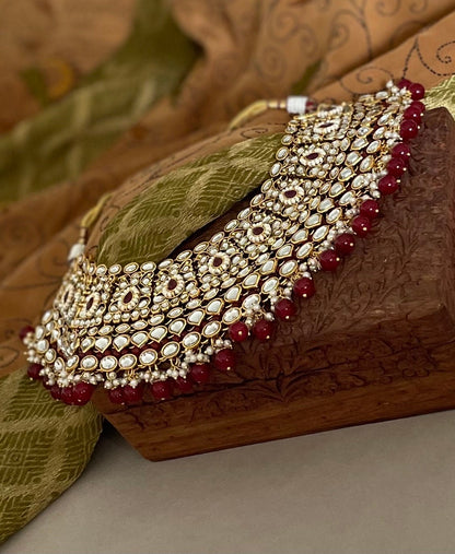 Red Bridal Kundan Jewelry Set/Bridal Choker Set/Bollywood Jewelry/Kundan Necklace Set/Red Kundan Chandbalis/Indian Jewelry Set/Tika Set