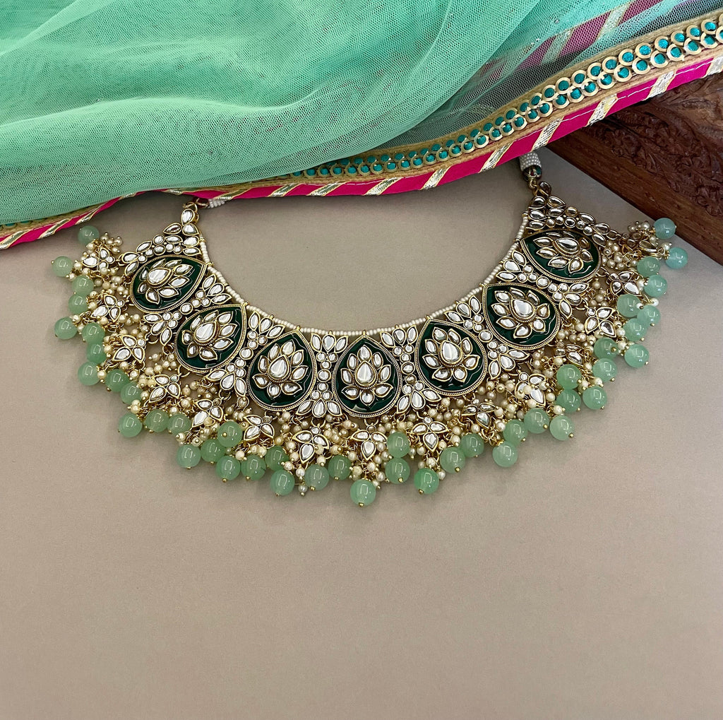 Green Kundan Bridal Necklace Set