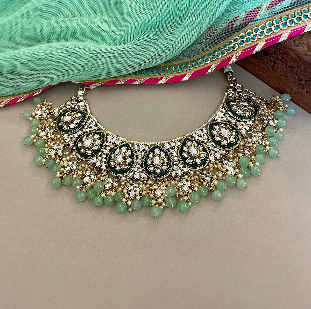 Green Kundan Bridal Necklace Set