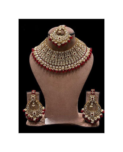 Red Bridal Kundan Jewelry Set/Bridal Choker Set/Bollywood Jewelry/Kundan Necklace Set/Red Kundan Chandbalis/Indian Jewelry Set/Tika Set