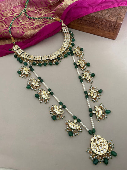 Sabyasachi Inspired/Kundan Bridal Jewelry Set/Full Bridal Set/Emerald Green Bridal Set/Indian Jewelry/Bollywood Jewelry/Wedding Set