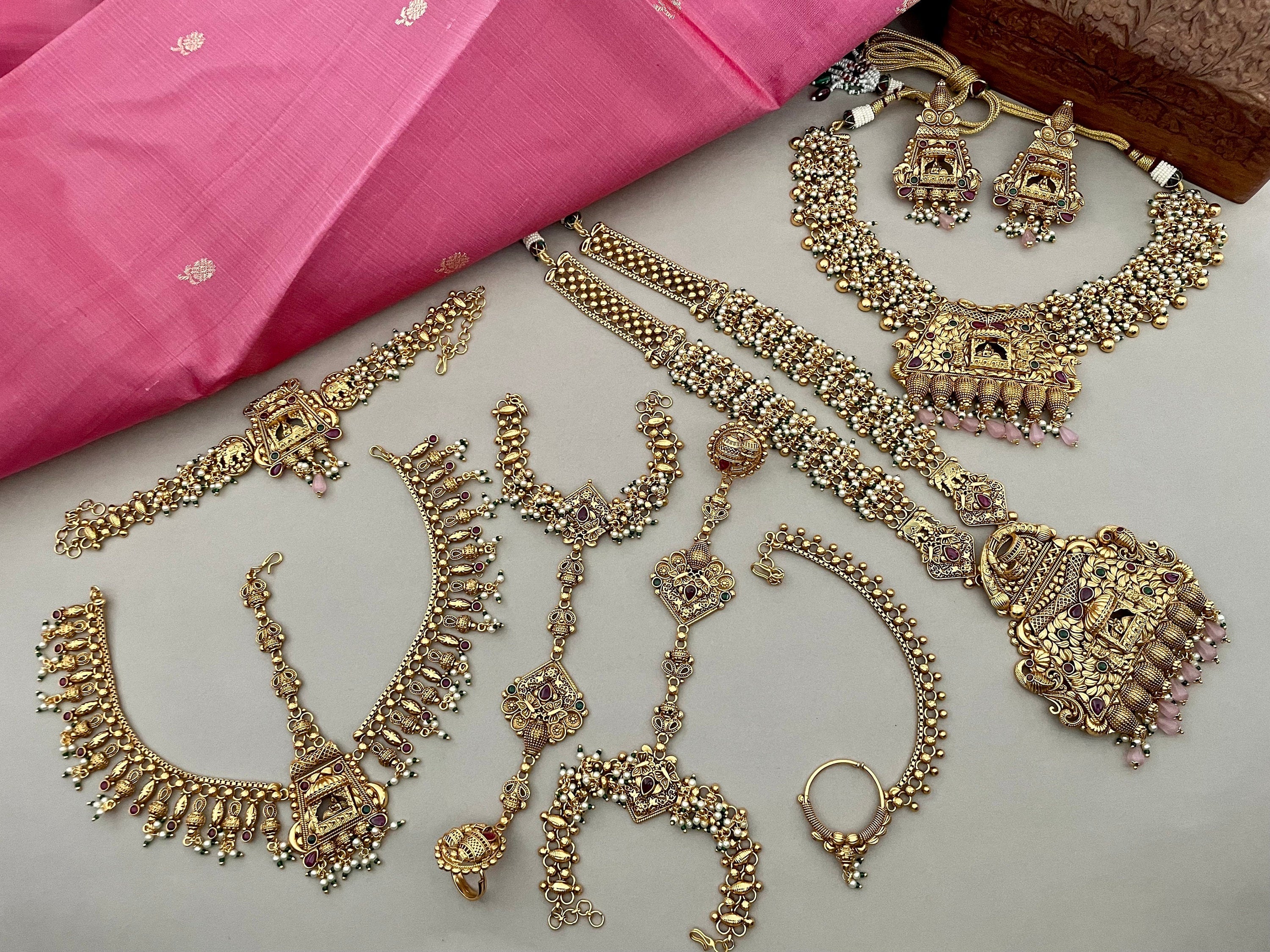 Pink Temple Bridal Necklace Set