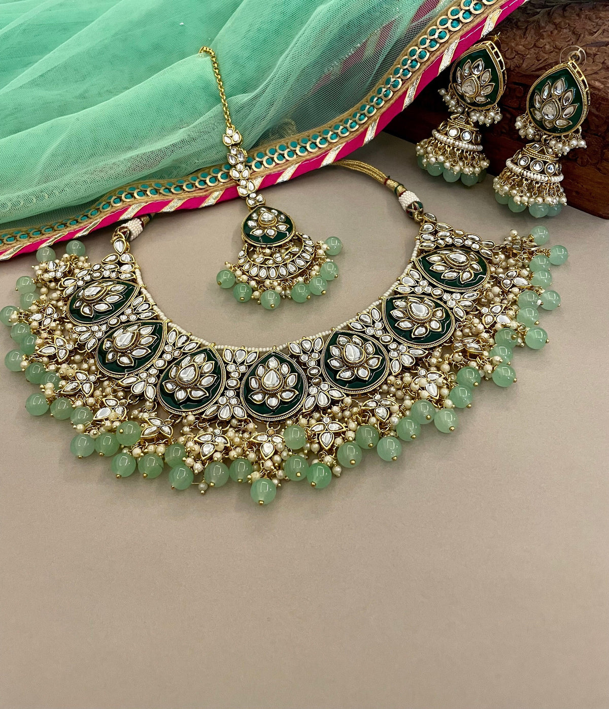 Green Kundan Bridal Necklace Set