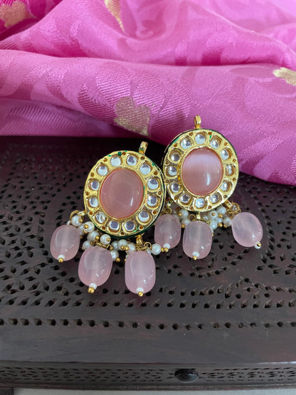 Pink Choker Necklace Set/Kundan Jewelry Set/Tika Set/Indian Jewelry Set/Bollywood Jewelry/Wedding Set/Punjabi Jewellery
