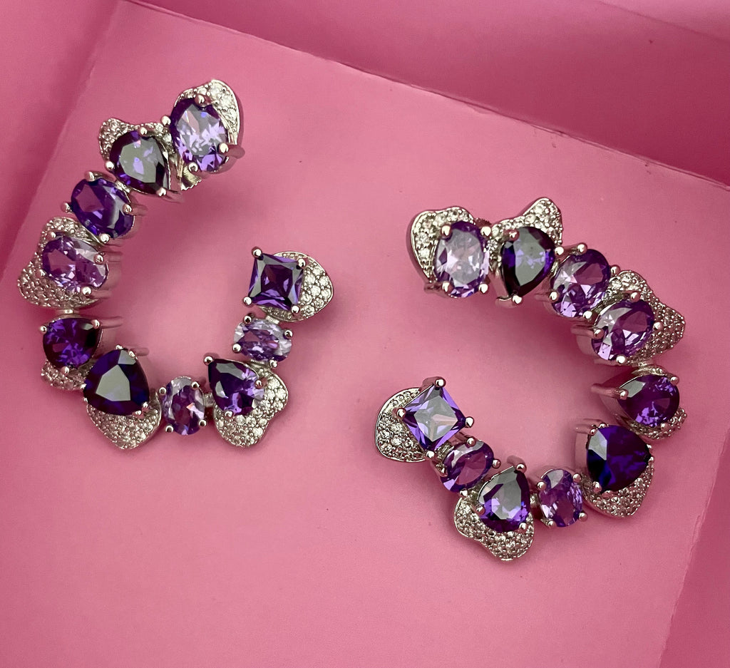 Purple Faux Diamond Studs
