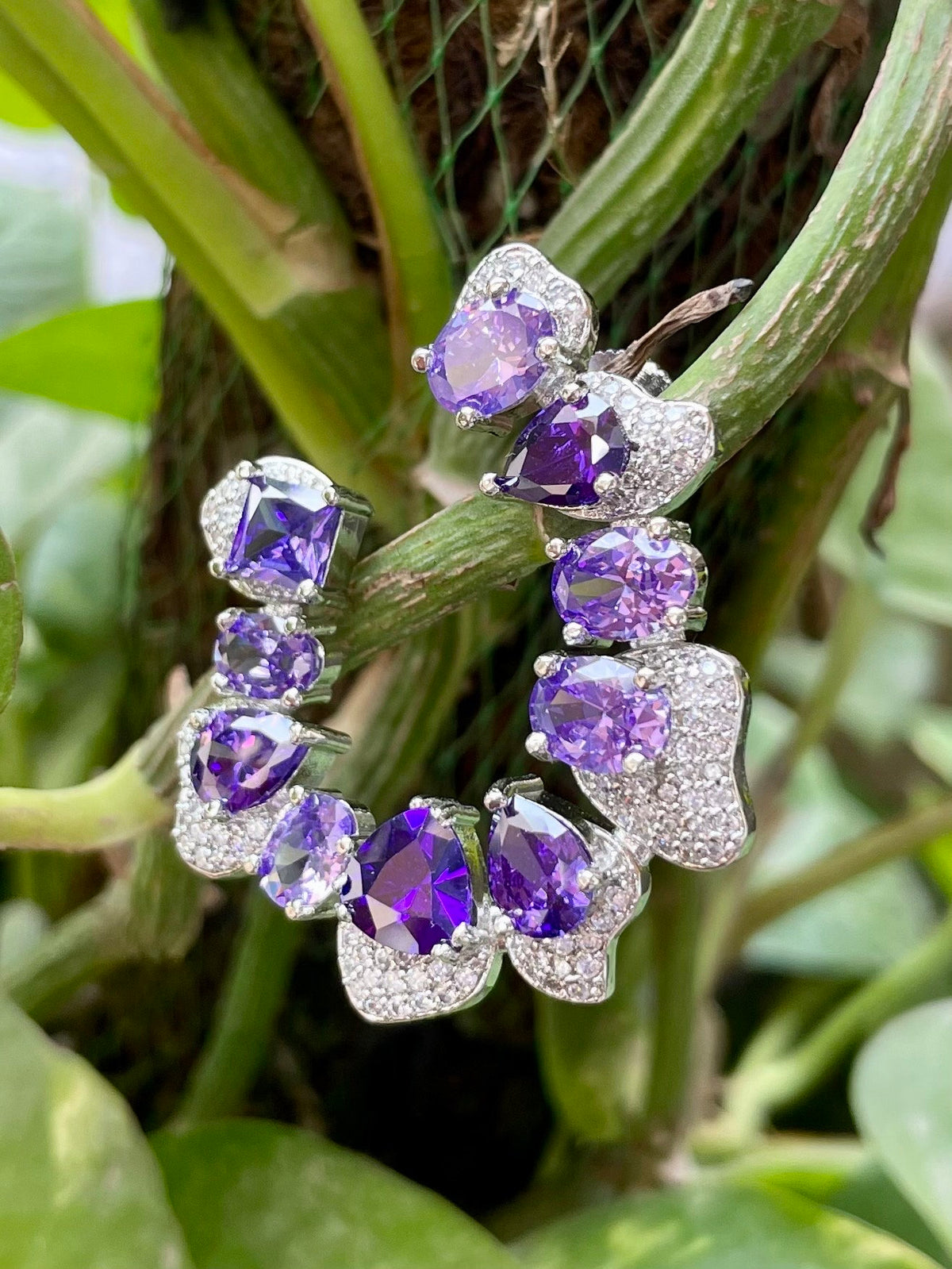 Purple Faux Diamond Studs