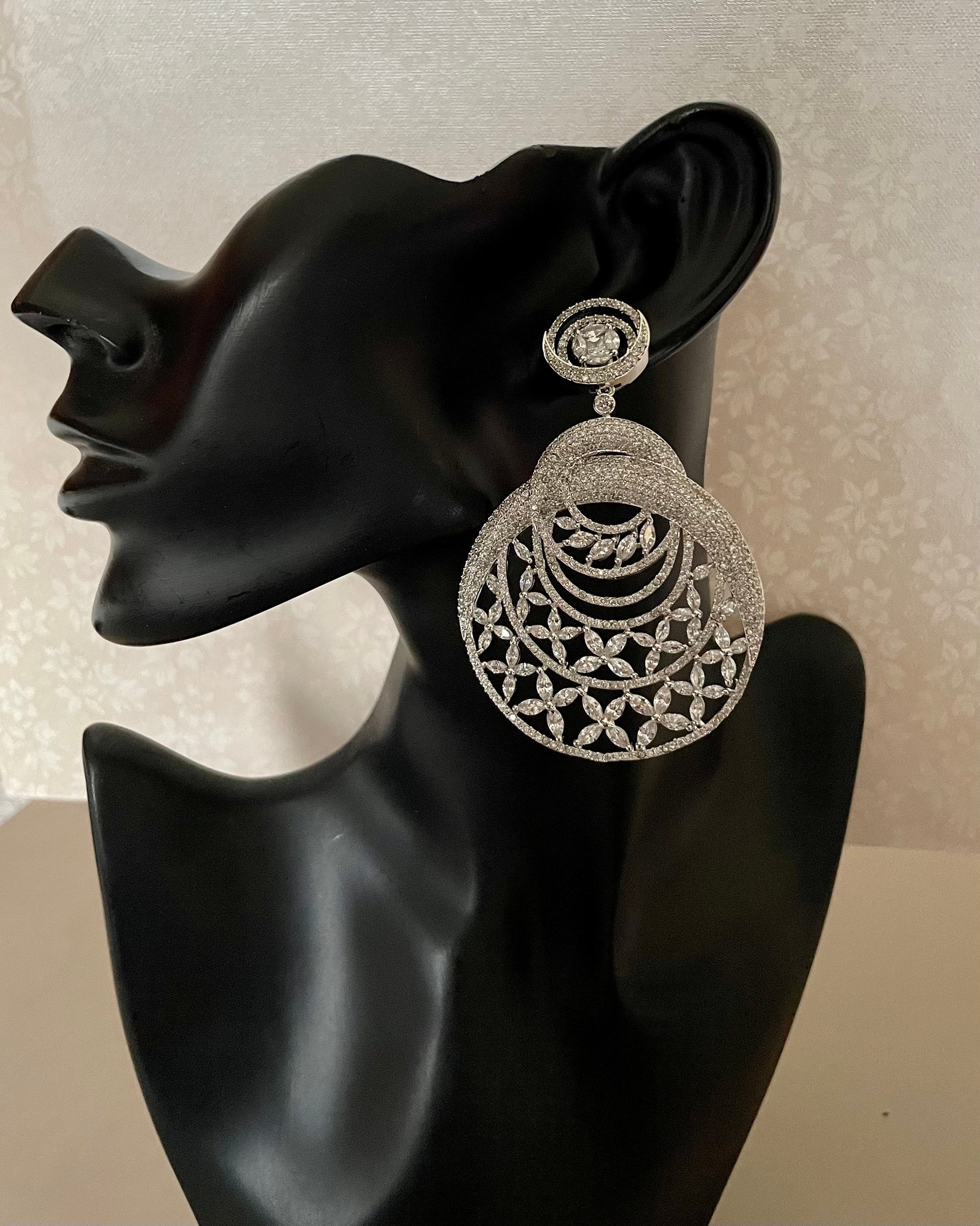 Ruby Faux Diamond Chandbali Earrings