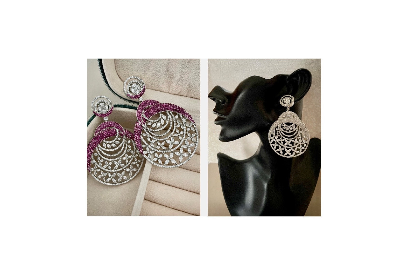 Ruby Faux Diamond Chandbali Earrings