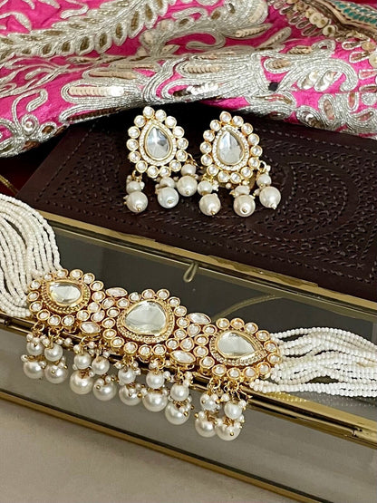 Kundan Choker Jewelry Set/Uncut Polki Set/Gold Kundan Studs/Kundan and CZ Jewelry/Indian Jewelry/Bollywood Jewelry/Wedding Jewellery