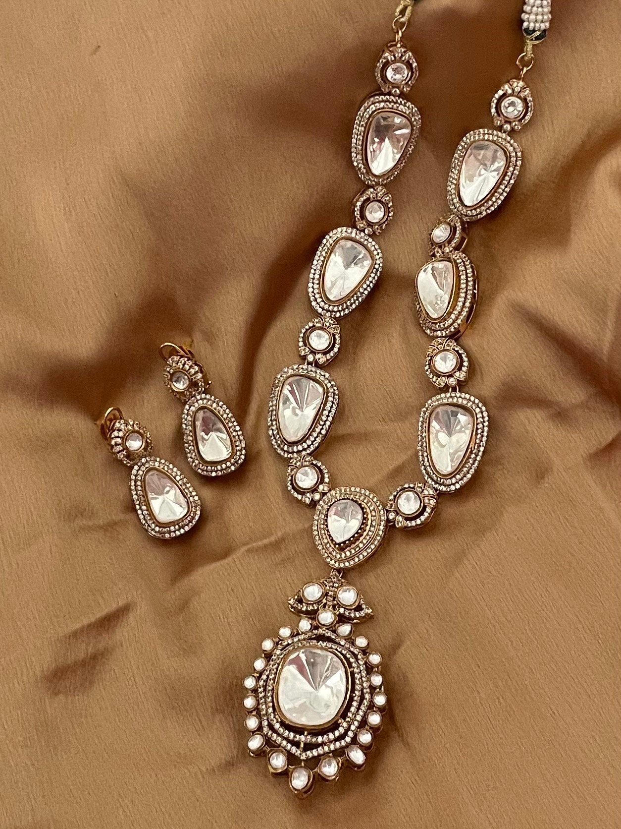 Mossanite Polki Necklace Set