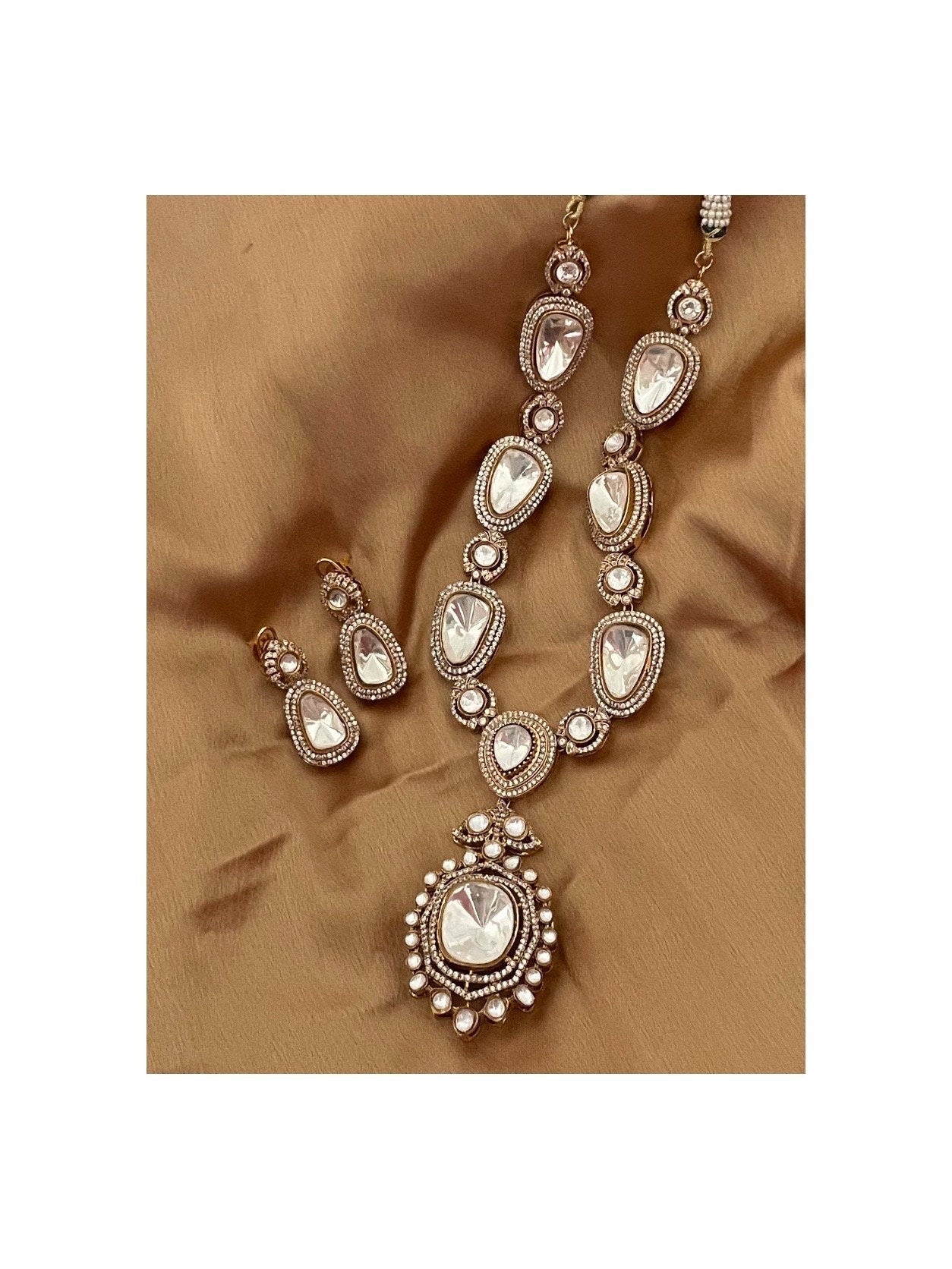 Mossanite Polki Necklace Set