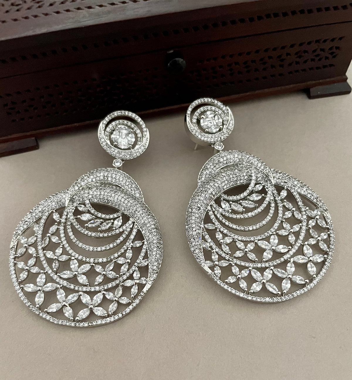 Ruby Faux Diamond Chandbali Earrings