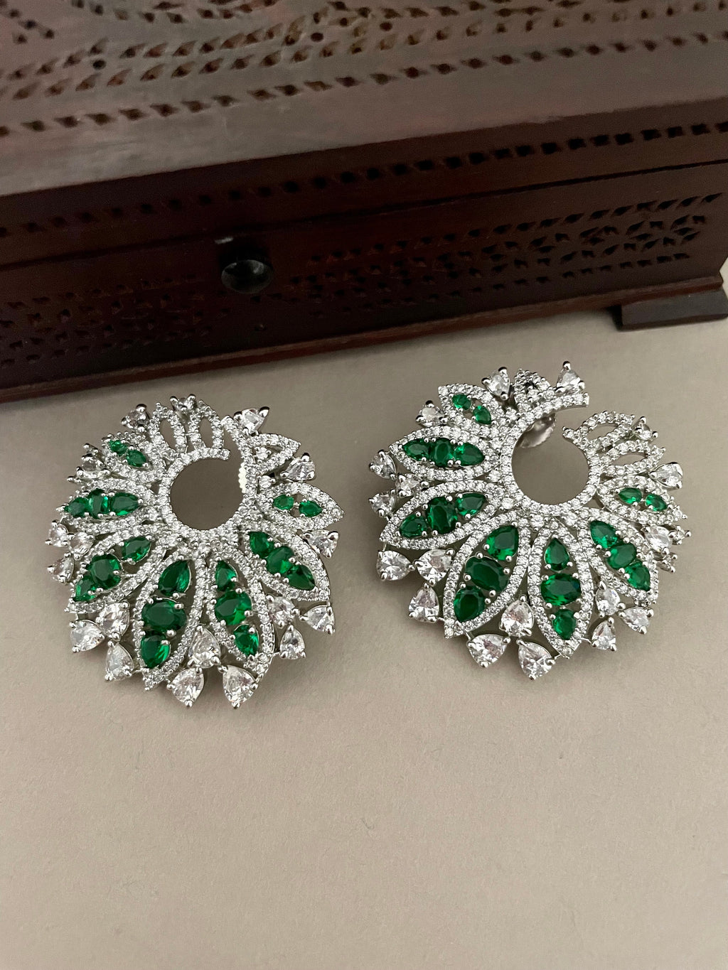 Emerald Green Faux Diamond Earrings