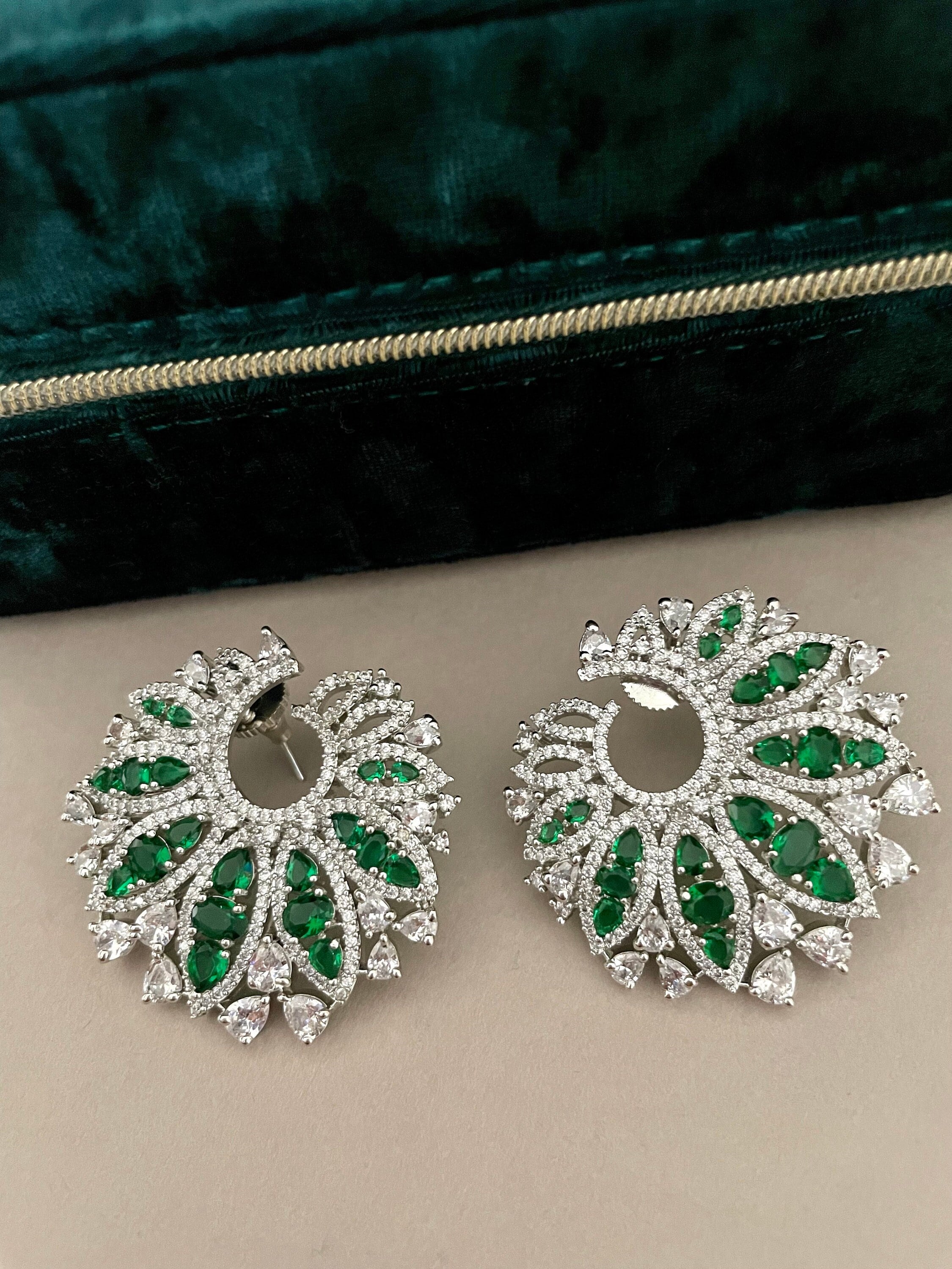 Emerald Green Faux Diamond Earrings