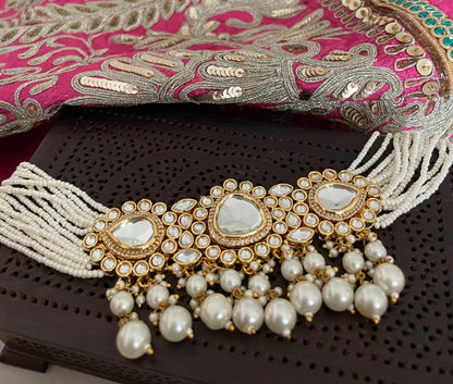 Kundan Choker Jewelry Set/Uncut Polki Set/Gold Kundan Studs/Kundan and CZ Jewelry/Indian Jewelry/Bollywood Jewelry/Wedding Jewellery