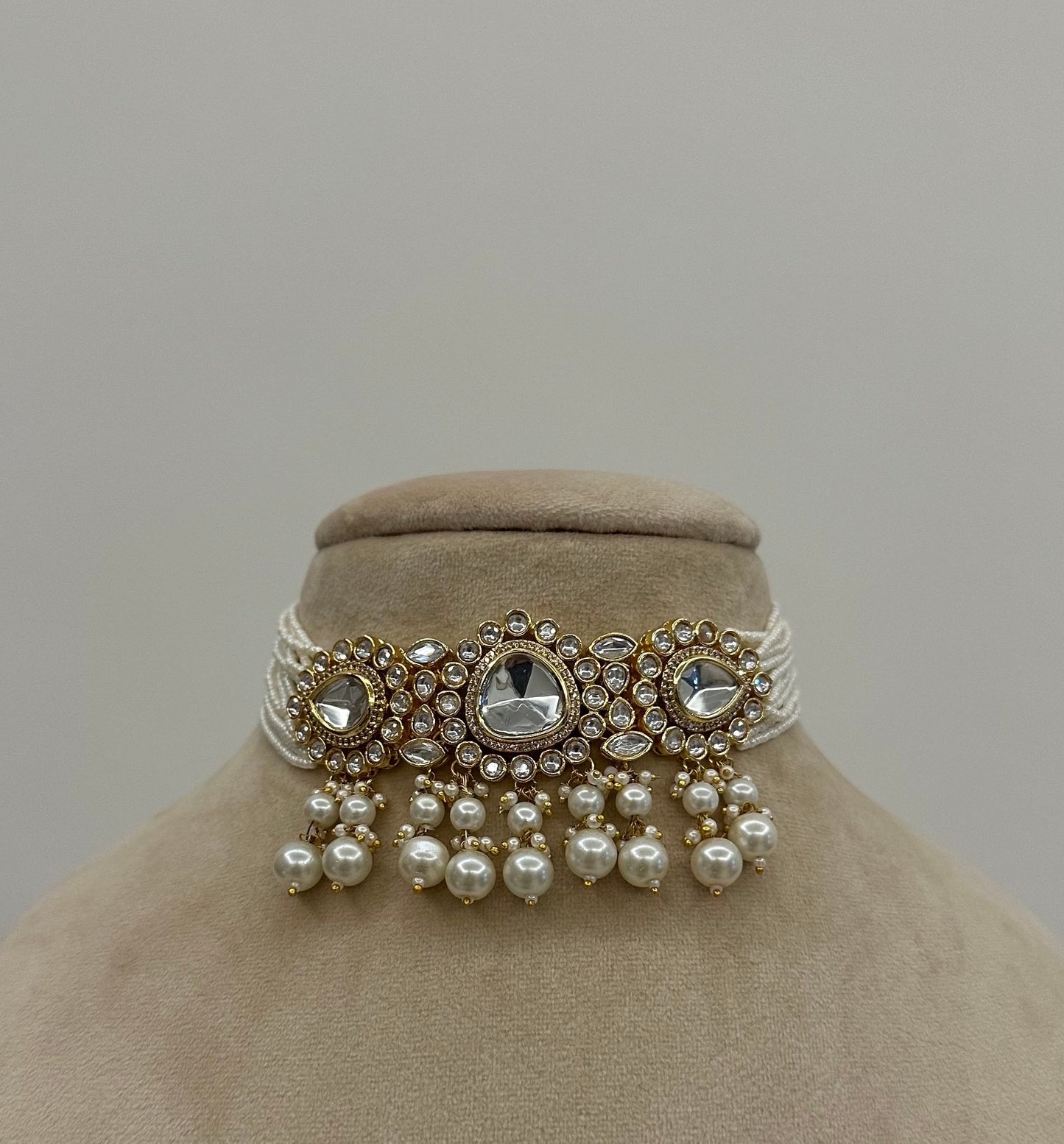 Kundan Choker Jewelry Set/Uncut Polki Set/Gold Kundan Studs/Kundan and CZ Jewelry/Indian Jewelry/Bollywood Jewelry/Wedding Jewellery