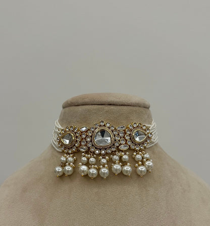 Kundan Choker Jewelry Set/Uncut Polki Set/Gold Kundan Studs/Kundan and CZ Jewelry/Indian Jewelry/Bollywood Jewelry/Wedding Jewellery