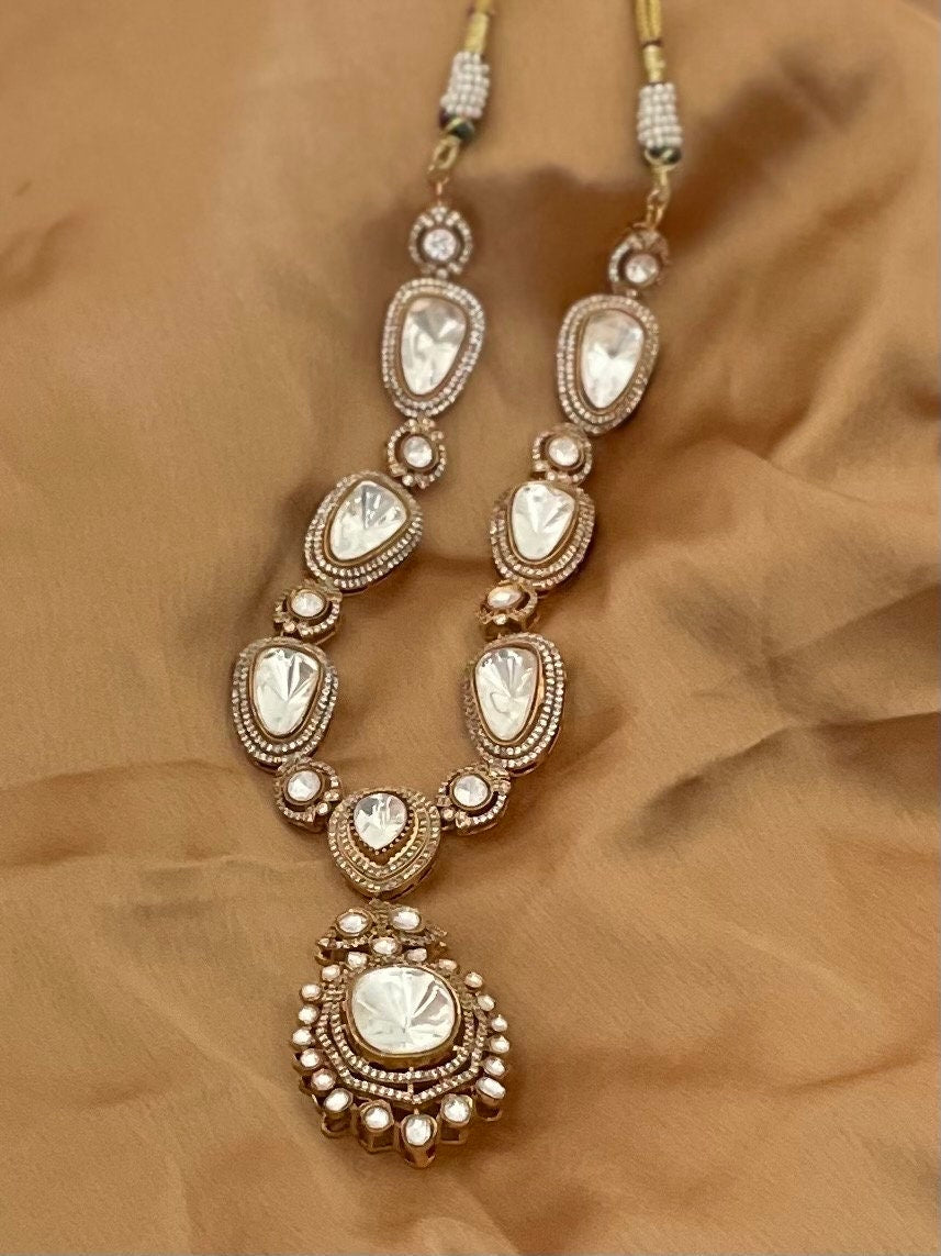 Mossanite Polki Necklace Set