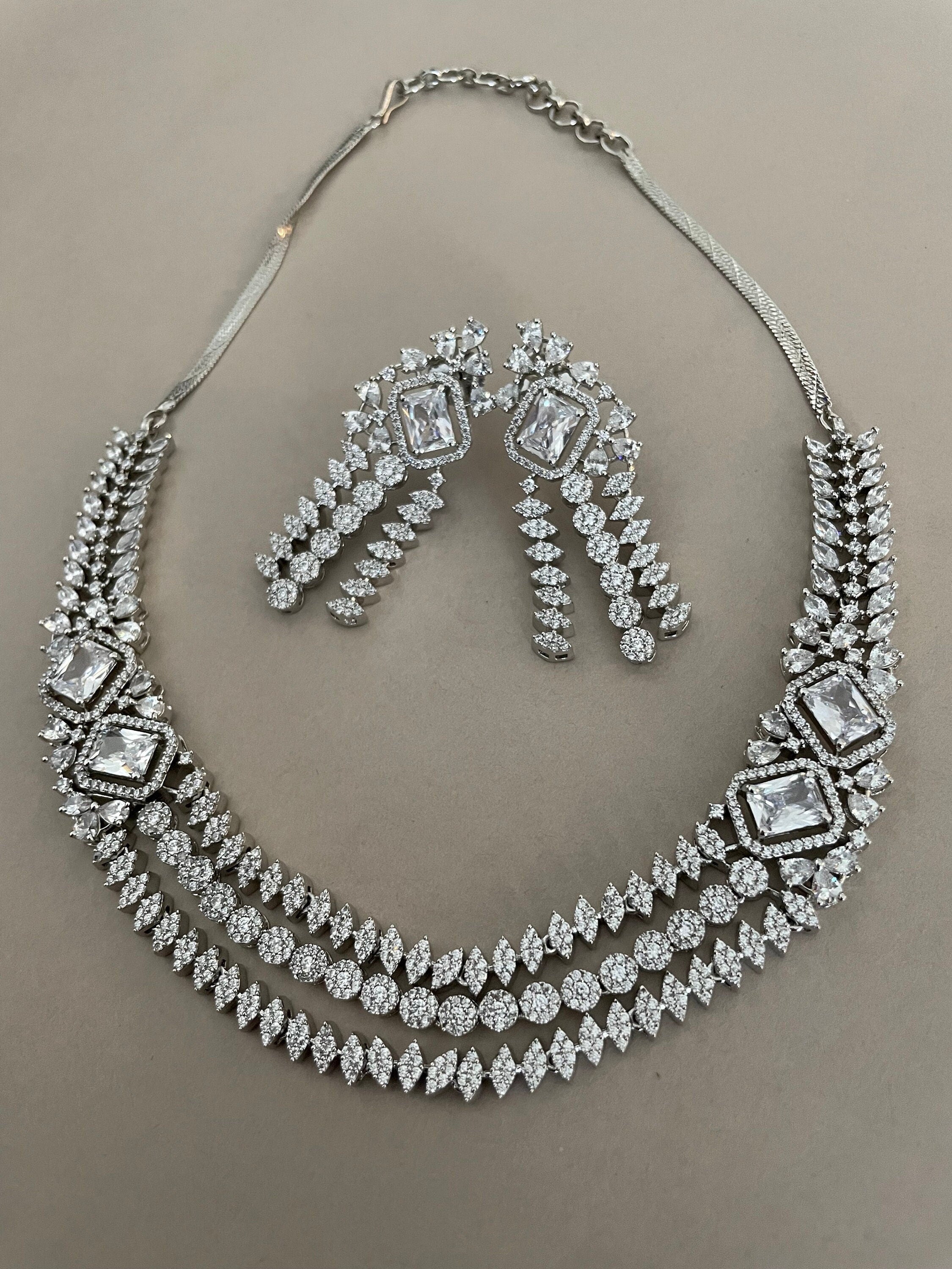 Faux Diamond Necklace Set