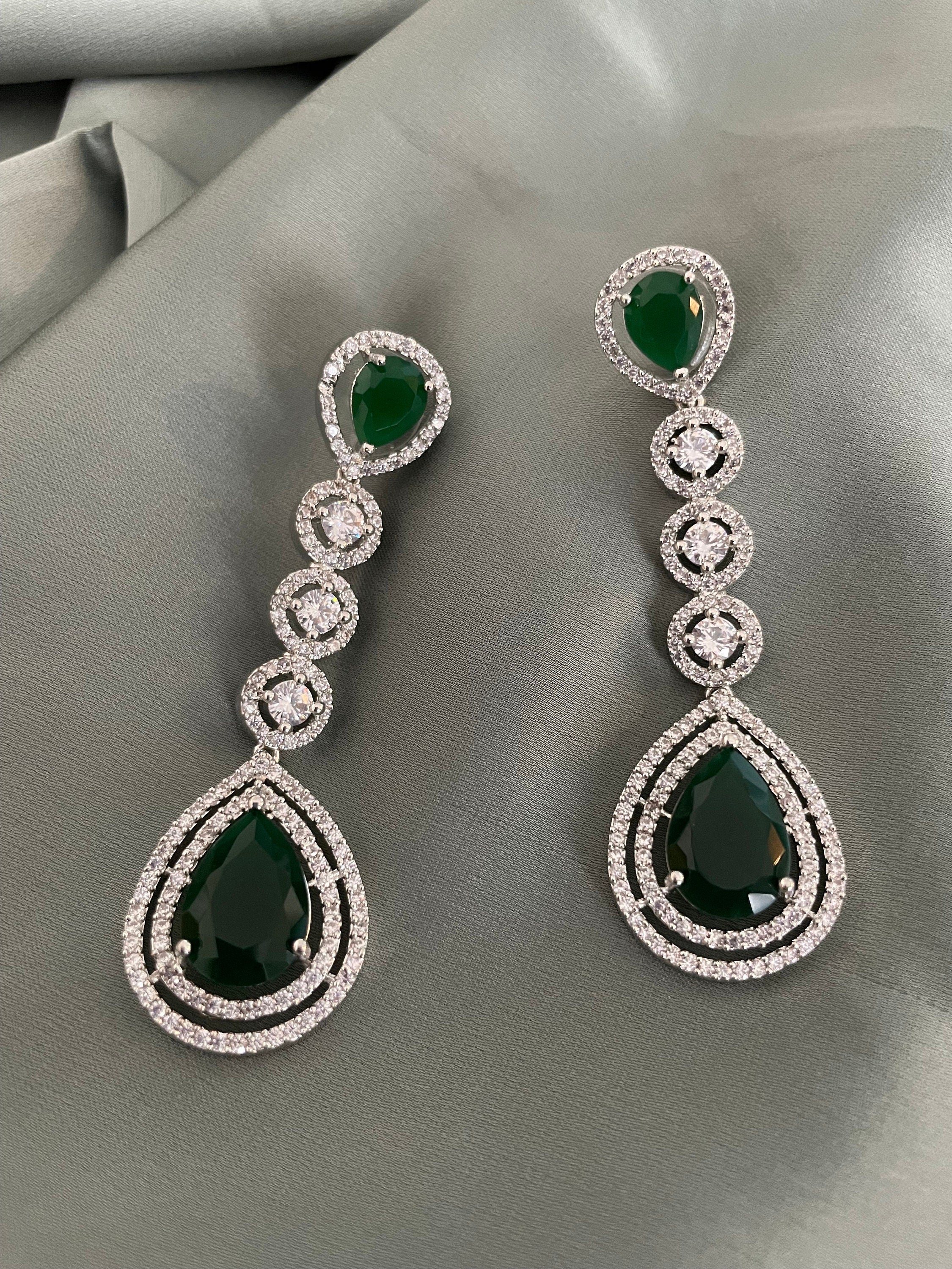 Emerald Green Faux Diamond Necklace Set