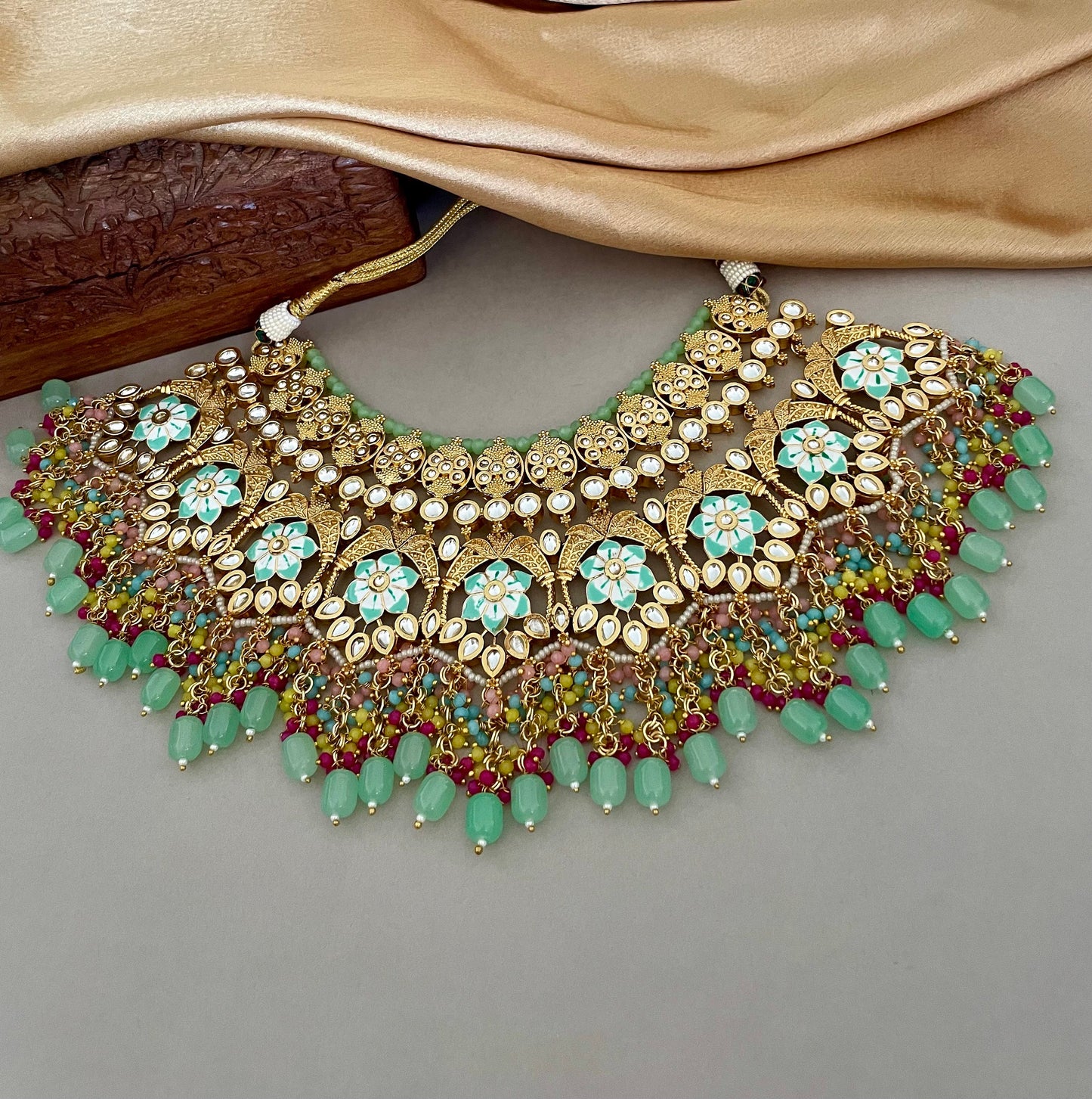 Indian Bridal Jewelry Set/Sabyasachi Inspired/Pink&Mintgreen Kundan Set/Indian Jewelry/Bollywood Jewelry/Wedding Set