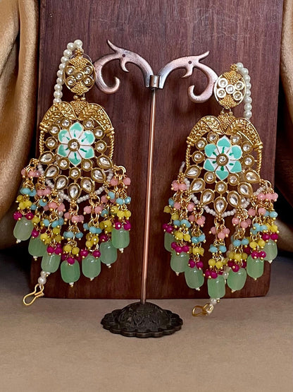 Indian Bridal Jewelry Set/Sabyasachi Inspired/Pink&Mintgreen Kundan Set/Indian Jewelry/Bollywood Jewelry/Wedding Set