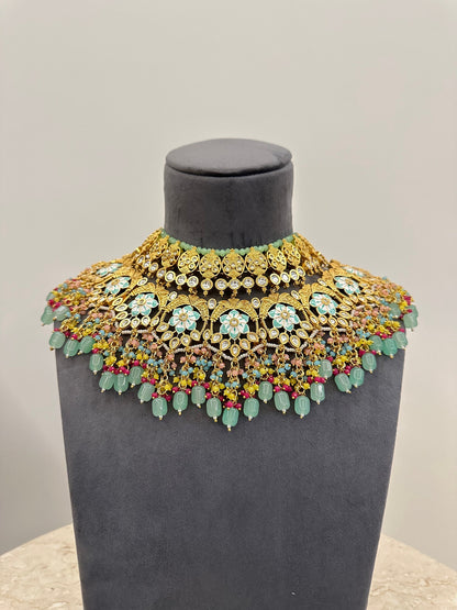 Indian Bridal Jewelry Set/Sabyasachi Inspired/Pink&Mintgreen Kundan Set/Indian Jewelry/Bollywood Jewelry/Wedding Set