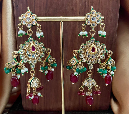 Indian Bridal Jewelry Set/Maroon Bridal Set/Red & Mintgreen Kundan Necklace Set/Meenawork Set/Indian Jewelry/Bollywood Jewelry/Wedding Set