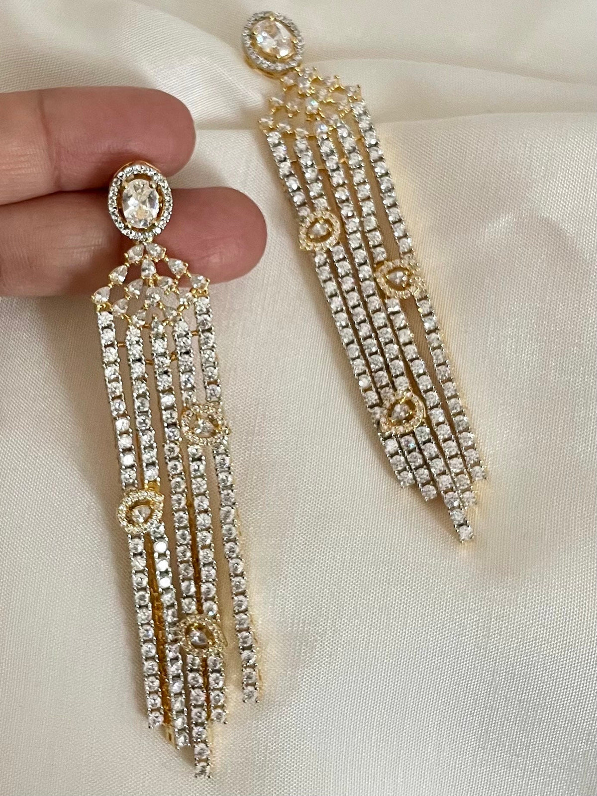 Long Faux Diamond Earrings