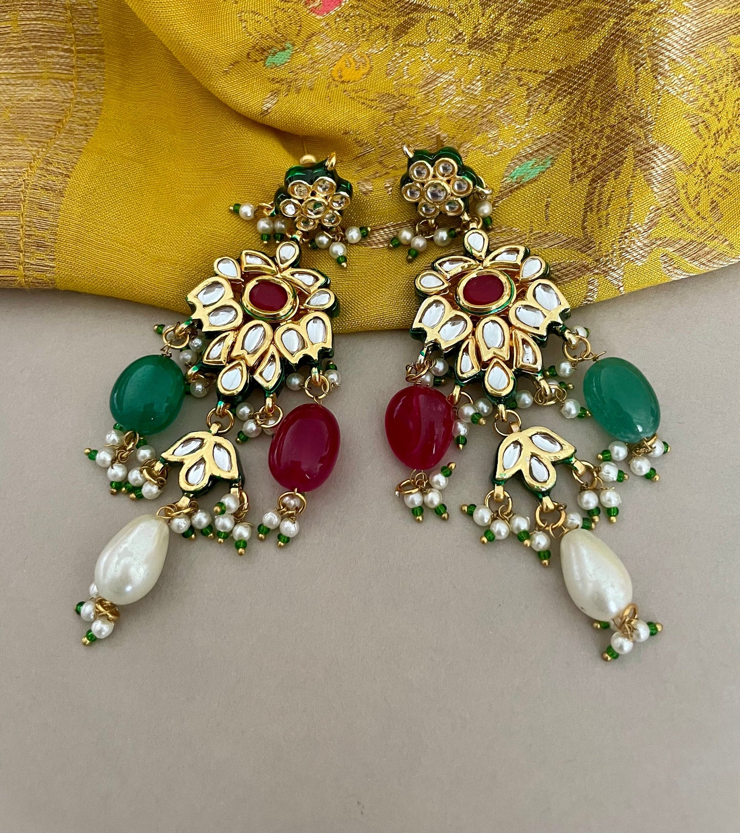 Sabyasachi Inspired/Navratan Jewelry Set/Multicolour Necklace Set/Designer Jewelry/Bollywood Jewelry/Kundan Choker Set/Indian Jewelry Set