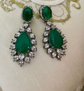 Green Victorian Faux Diamond Earrings