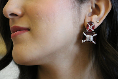 Red Diamond Earrings/Indian Jewelry/Indian Earrings/CZ Earrings/American Diamond/Cocktail Earrings/Wedding Jewelry