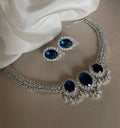 Blue Faux Diamond Necklace Set