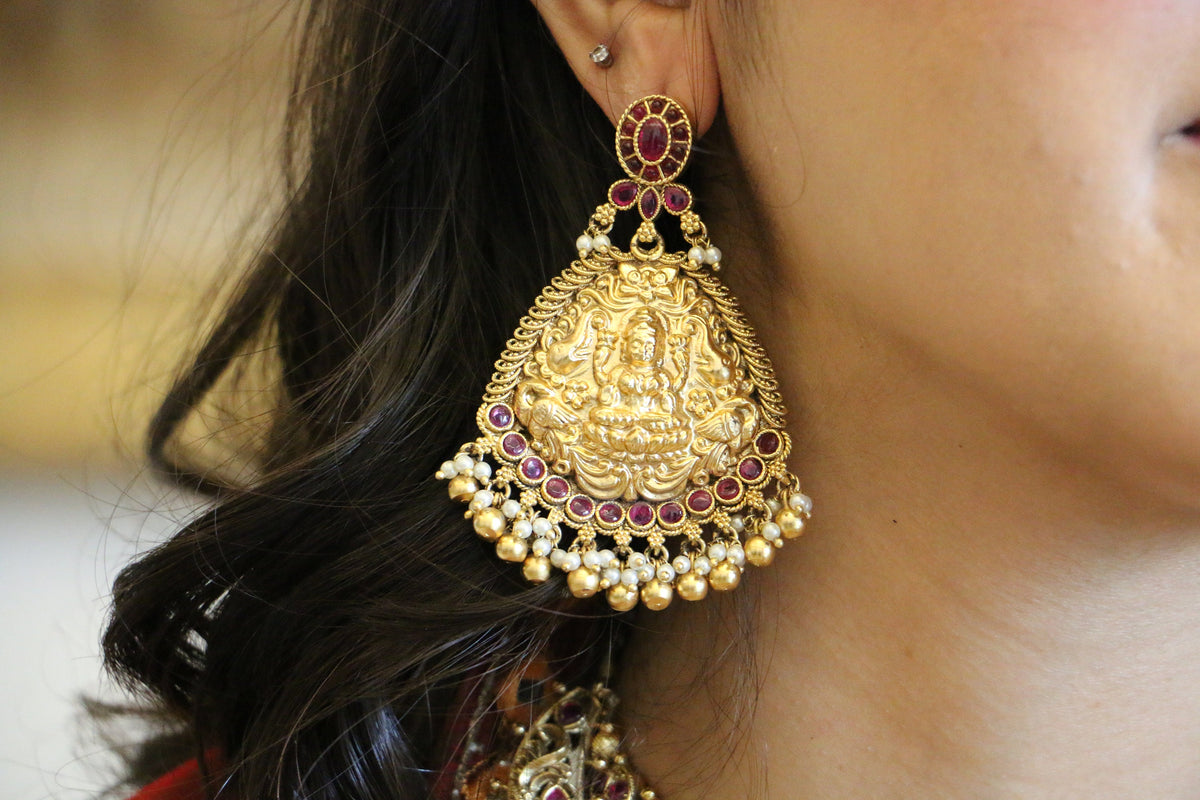 Ruby Red Temple Bridal Necklace Set