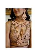 Pink Rosegold Kundan Bridal Necklace Set